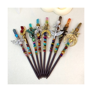 Suministros de brujería de cristal varita de bruja hecha a mano cristal natural color rosa palo de Luna mágica para decoraciones de fiesta de meditación - Product Image 4