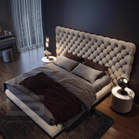 Foshan Möbel Neues Zeitgenössisches Design Hochwertiges Luxuriöses Weiches Stoff-Doppelbett Super-King-Size-Bettgestell für Villen