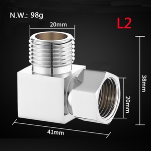 Adaptador de válvula angular flexible L2 de 90 grados macho a hembra con tapa móvil para brazos de ducha, adaptador de manguera G1/2 - Product Image 2