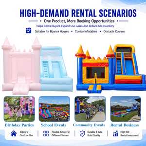 Château gonflable commercial combiné avec toboggan, structure de saut gonflable en PVC pour fêtes d'enfants - Product Image 5