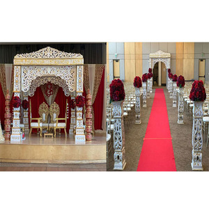 El Mejor Conjunto de Mandap para Bodas de Bollywood en EE. UU., Elegante Mandap Blanco y Dorado para Bodas de Bollywood, Gran Mandap Rajwada para Bodas Maharani, Nueva York - Product Image 1