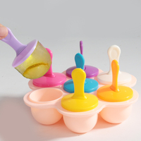 Outils de crème glacée antiadhésifs réutilisables colorés bricolage 7 cavités moules à glace Pop Popsicle avec des bâtons colorés pour les aliments faits maison pour enfants