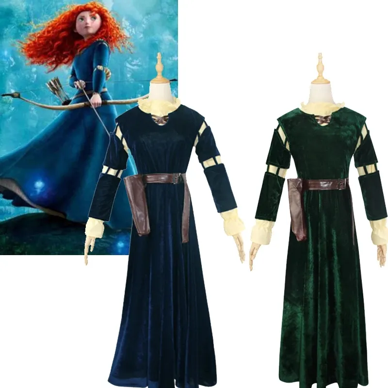 Merida-disfraz de princesa para mujer, traje largo para fiesta de Halloween y Carnaval, para escenario