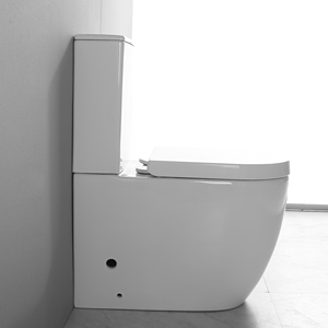 Ensemble WC moderne européen à double chasse, sans bride, à évacuation verticale, en céramique, avec siphon en P, certifié Watermark australien, deux pièces - Product Image 3