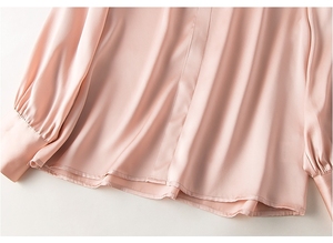 Custom <strong>Plus</strong> <strong>Size</strong> Ladies Long Sleeve V-neck Pullover <strong>Silk</strong> Satin Blouses for Women - Product Image 6