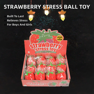 TPR Rubber <b>Squishy</b> Strawberry-shaped Decompression Toy for 5 to 7 Years Unisex Stress Relief Squeeze Ball - Product Image 2