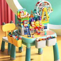 Mesa de Bloques de Construcción Multifuncional VSUCH para Niños, Mesa de Juego de Plástico para Actividades Infantiles con Cestas de Almacenamiento y Silla a Juego