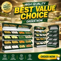 Modern houten wanddisplayrek voor supermarkt, geschikt voor fruit en groenten