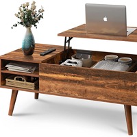 Table basse moderne et contemporaine à hauteur réglable avec compartiment de rangement durable pour le salon, meubles en bois