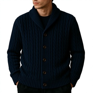 Premium Men's Knit <b>Cardigan</b> <b>Sweater</b> Relaxed Fit Warm Autumn Casual 100% Cotton V-neck Single Button OEM Factory Direct Wholesale - Product Image 1