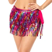 Accessoires de danse du ventre colorés pour femmes, ceinture de danse du ventre à franges et paillettes, ceinture de danse du ventre pour filles, accessoire de danse pour la taille