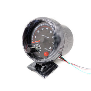 Tacómetro de 3,75 "con luz de cambio, medidor de tacómetro LED blanco de fibra de carbono de 0 a 8000 RPM - Product Image 4