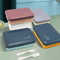 Boîte à lunch en plastique, micro-ondable, étanche, compartimentée, pour étudiants et employés de bureau, boîte bento à quatre sections