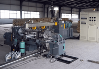 Extrudeuse MelaMech à double vis pour PVC souple, rapport L/D 40:1, puissance 132 kW, granulateur économe en énergie avec moteur, boîte de vitesses et cœur PLC