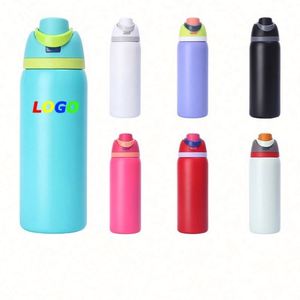 Gobelet isotherme élégant en acier inoxydable 304 avec paille – Bouteille d'eau portable à double usage pour cadeaux promotionnels - Product Image 1