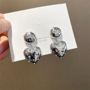 Pendientes de Plata S925 con Corazón Estilo Bohemio y Circonitas para Mujer, Hechos en Corea, Joyería de Moda, Regalo - Product Image 1