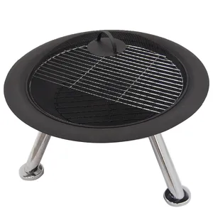 74 cm feuerstelle mit gitterkappe stick gitter verchromte stahlbeine und poker Bbq Grills Outdoor tragbar rauchfrei Bbq Gasgrill Holzkohle