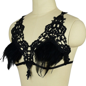 ボディハーネスブラブラックケージストラップフェザーショルダーエポーレットレイブパーティー女性セクシーゴスパンクコスプレ服プラス - Product Image 3