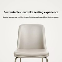 [En stock] Chaise de salle à manger haut de gamme de luxe léger, style crème français, table d'îlot minimaliste, revêtement en cuir et acier inoxydable