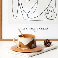 Ensemble de soucoupe de tasse à café en céramique jetable moderne avec motif de dessin animé 220ml Design Sense Niche