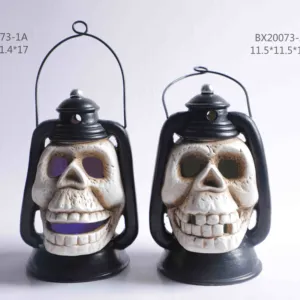 Halloween Skull Lantern with Tealight 8" Ceramic with Handle Lot