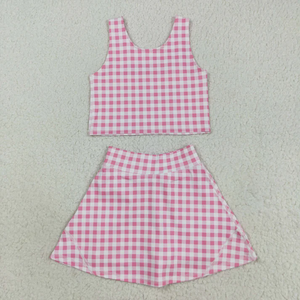Ropa Deportiva de Yoga para Niñas, Venta al Por Mayor, Estilo Boutique, Chaleco sin Mangas, Falda-Pantalón, Verano, Casual, Ecológica, Conjunto Deportivo de 2 Piezas - Product Image 2