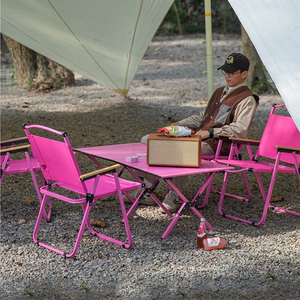 Chaise pliante de camping en métal coloré pour l'extérieur, rose, bleue, verte, chaise Kermit, ensembles table et chaises de pique-nique - Product Image 2