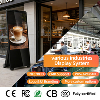 Pantalla cilíndrica portátil de señalización digital para exteriores de 43 pulgadas, alimentada por batería, con pantalla LCD LED de borde iluminado, resistente al agua IP65