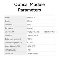 Module émetteur-récepteur FPV GIANTECH 1X9 FC Port haute performance 1310/1550nm 20KM 155M Débit de données élevé Transcepteurs à fibre optique basse consommation
