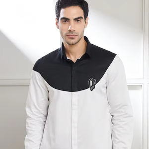 เสื้อเชิ้ตผู้ชายคอปกติดกระดุม แบรนด์ FLOW CREST ผ้าฝ้าย 100% ระบายอากาศ แห้งเร็ว พิมพ์ลาย สำหรับฤดูร้อน รับผลิตแบบ OEM - Product Image 1