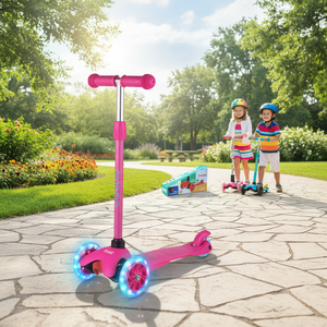 Scooter 3-en-1 rose en acier et plastique à 3 roues avec jouet enfant pliable léger pour l'extérieur 6pcs/CS - Product Image 5