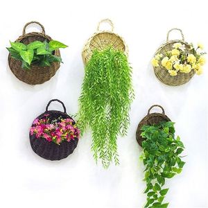 Adornos de mimbre para porches Cestas colgantes de cáscara de coco Cesta de animales de caña de ratán Extensores de plantas Pared Gris Grande Cristiano - Product Image 1