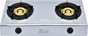 Cocina de Gas de Doble Quemador ZGBES, Superficie de Acero Inoxidable, Encendido Electrónico, Control por Perillas, Fácil de Limpiar, Uso Portátil, Uso en Hoteles - Product Image 1