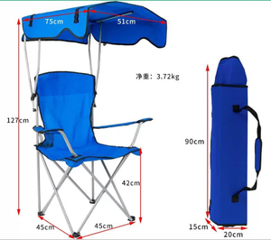 Chaise de plage, de <span class=keywords><strong>camping</strong></span> et de pêche pliable, légère, personnalisable avec logo, pour l'extérieur, avec auvent - Product Image 6