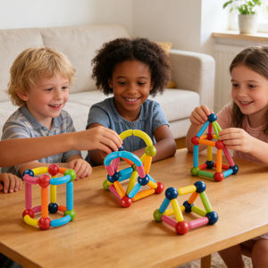 Bloques de Construcción Educativos <span class=keywords><strong>3D</strong></span> de Ensamblaje Directo de Fábrica, Juego de Varillas Magnéticas, Bolas y Barras para el Desarrollo Infantil, Plástico <span class=keywords><strong>STEAM</strong></span> - Product Image 2