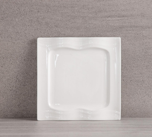 Custom White Porcelain Square Plates & Bowls, Embossed Wave Edge, Durable Ceramic Tableware for Restaurant, Catering & Kitchen - Product Image 6