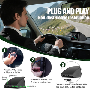 จอแสดงผลบนกระจกหน้ารถแบบเสียบใช้งานได้ทันที <span class=keywords><strong>OBD2</strong></span> อุปกรณ์เสริมในรถยนต์ จอ TFT LCD หลายสี แสดงผลอัจฉริยะ สำหรับรถยนต์ทุกประเภท ขายดี - Product Image 4