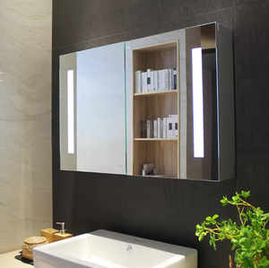 Puerta corredera montada en la pared con <span class=keywords><strong>espejo</strong></span> de <span class=keywords><strong>baño</strong></span> con revestimiento de polvo blanco gabinete de <span class=keywords><strong>espejo</strong></span> de afeitar de metal - Product Image 2
