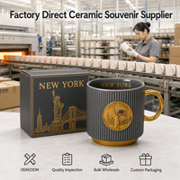 Tasse à café en céramique souvenir de New York, États-Unis, avec motif drapeau et Statue de la Liberté, design personnalisé en grès, vente en gros OEM ODM