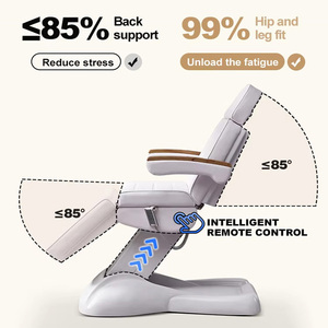 日本のプロのヘッドスパ美容院ホワイトレザーポータブル電気調節可能な熱マッサージテーブルベッド - Product Image 4