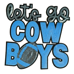 In Stock 28cm Let's Go Cowboys Letter Beaded <strong>Sequin</strong> Patch Iron on <strong>Appliqued</strong> Patches for Garment - Product Image 4