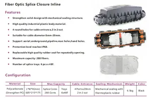 MT-FOSC-15092 Optical Fiber 3 In 3 Out Port 288 Core Optic Closure Fiber Optic Splice Closure Joint Box Closure Enclosure