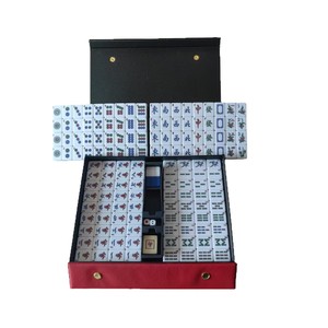 Mahjong Digital Inglés con Patrón de Bambú, Versión Ancha de 34 mm, de Melamina para Viaje con Estuche de Cuero - Product Image 5
