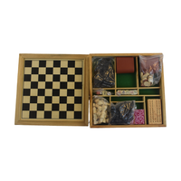 Ensemble de jeux de société classiques en bois massif 7-en-1 de luxe comprenant des jeux d'échecs Backgammon Dominos Checkers Dice Cribbage Card Games