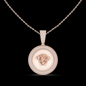 Pendentif médaillon en diamant Medusa argenté pour femmes, pour occasions de fiançailles, de mariage et de fête, avec diamants brillants - Product Image 3