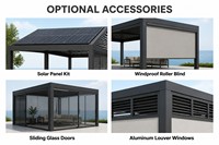 Pergola à toit à lames orientables électriques, capteur de pluie, LED intelligentes, aluminium, restaurant commercial, OEM