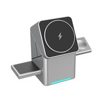 Nouveau chargeur sans fil magnétique trois-en-un, charge rapide, sortie 15W pour utilisation sur bureau, compatible avec les téléphones, support rotatif