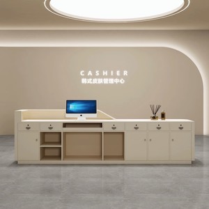 Banco reception moderno extra large per clinica banco reception in legno di lusso in vendita con illuminazione a led - Product Image 5
