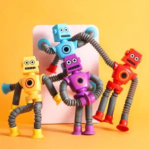 Pop Tubes Roboter 2024 Großhandel Led-Leuchte sinnes-Fidget Roboter-Spielzeug Pop Tubes Roboter für Kinder