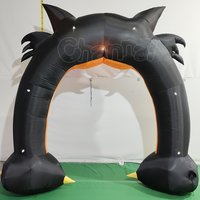 Arche gonflable géante de 9 pieds de haut pour Halloween, arche en forme de chat noir, décoration extérieure avec lumières pour fête d'Halloween